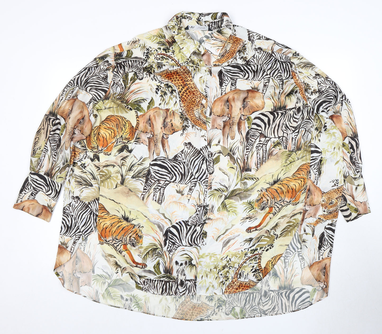 ZARA Women's Multicoloured S Animal Print Shirt