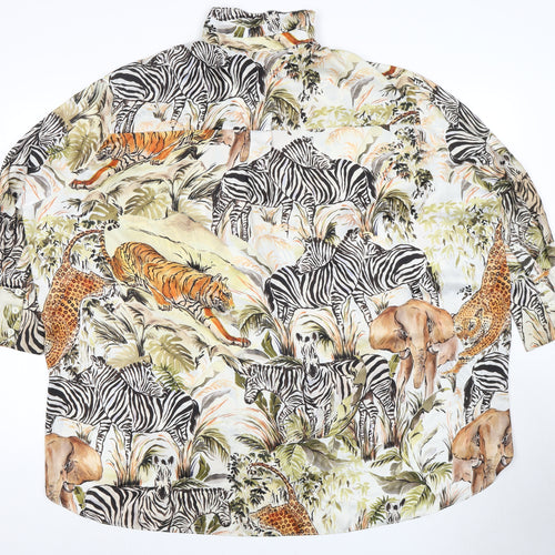 ZARA Women's Multicoloured S Animal Print Shirt