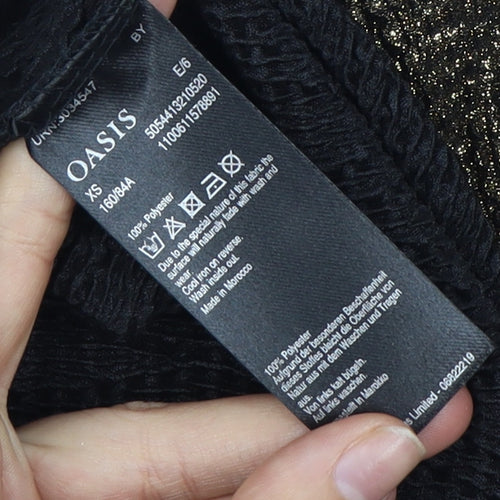 Oasis Women's Black 3/4 Sleeve Top XS, Polyester