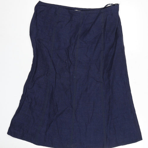 CC Women's Blue A-Line Linen Skirt, Size 14, Casual