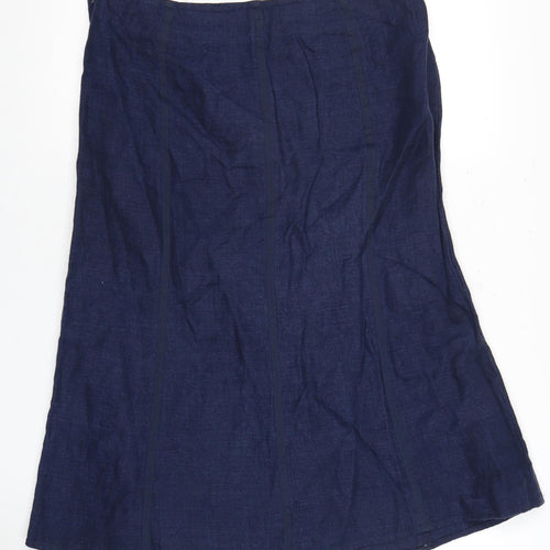 CC Women's Blue A-Line Linen Skirt, Size 14, Casual