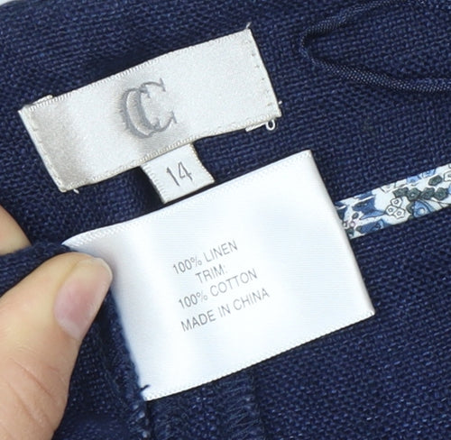 CC Women's Blue A-Line Linen Skirt, Size 14, Casual