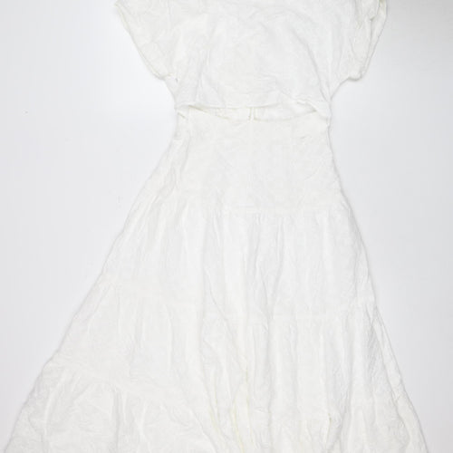 Zara Women's White Cotton Button Dress XS