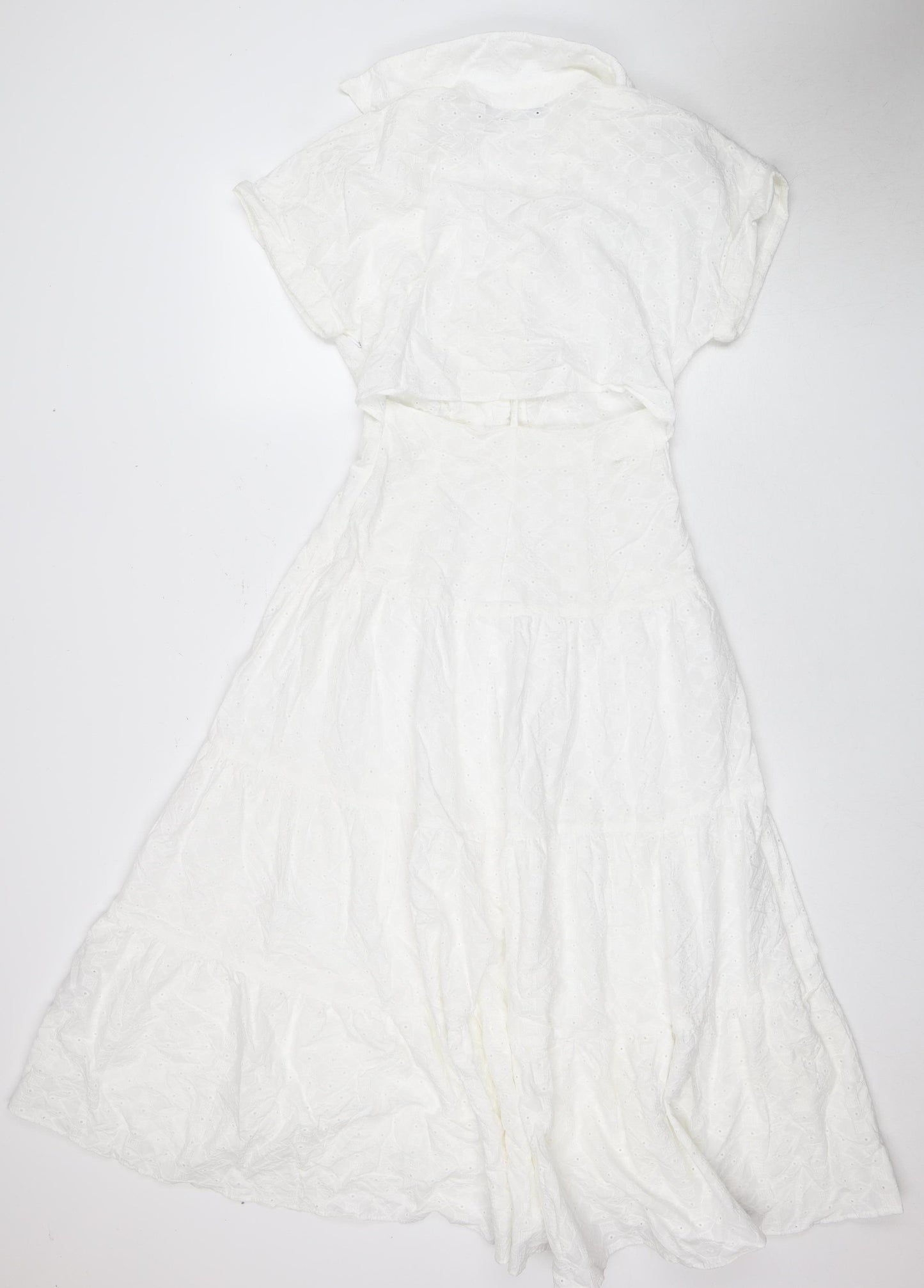 Zara Women's White Cotton Button Dress XS