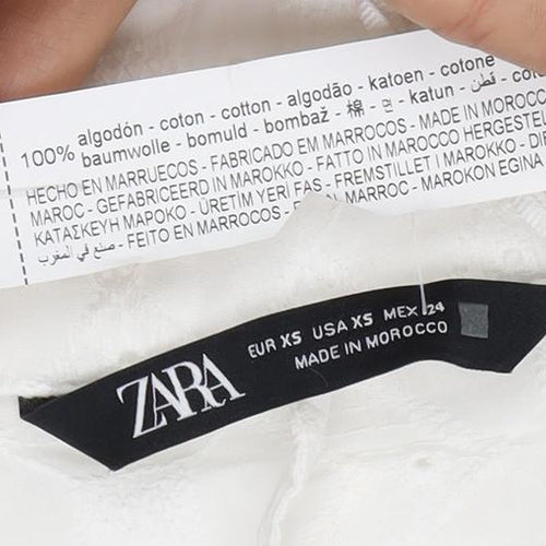 Zara Women's White Cotton Button Dress XS