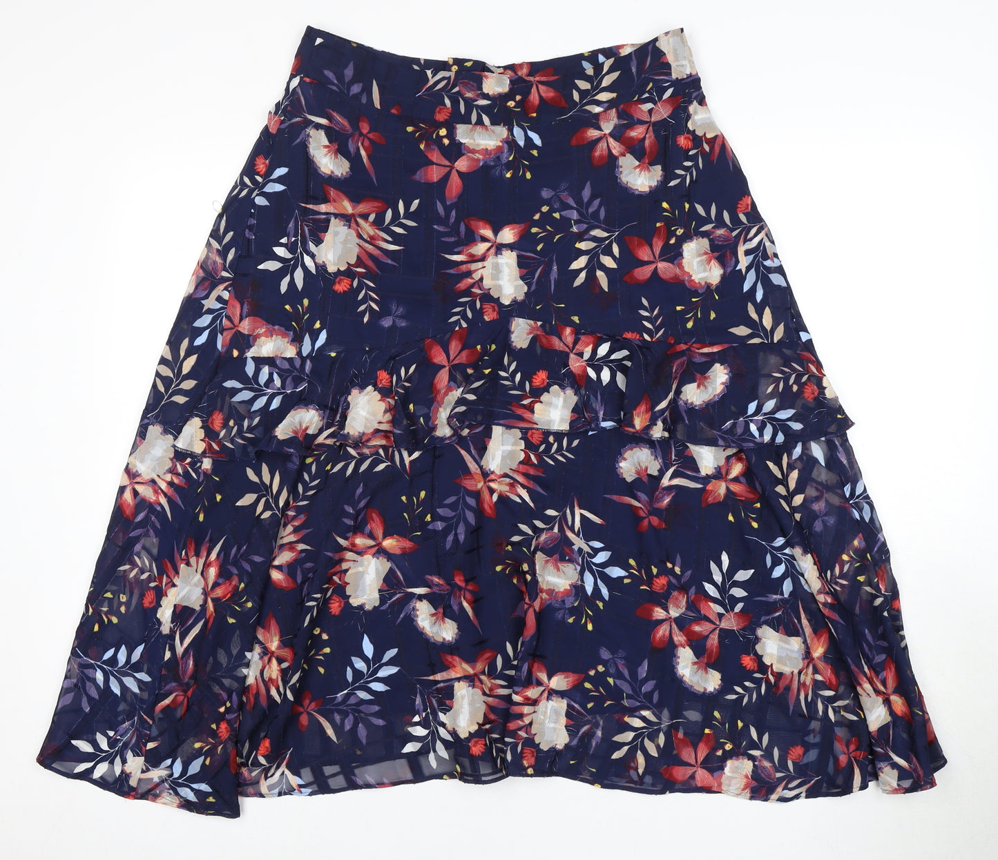 Marks and Spencer Women's Blue Floral Skirt Size 12