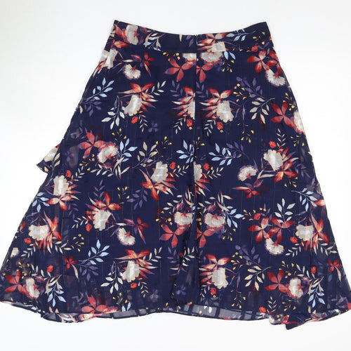 Marks and Spencer Women's Blue Floral Skirt Size 12