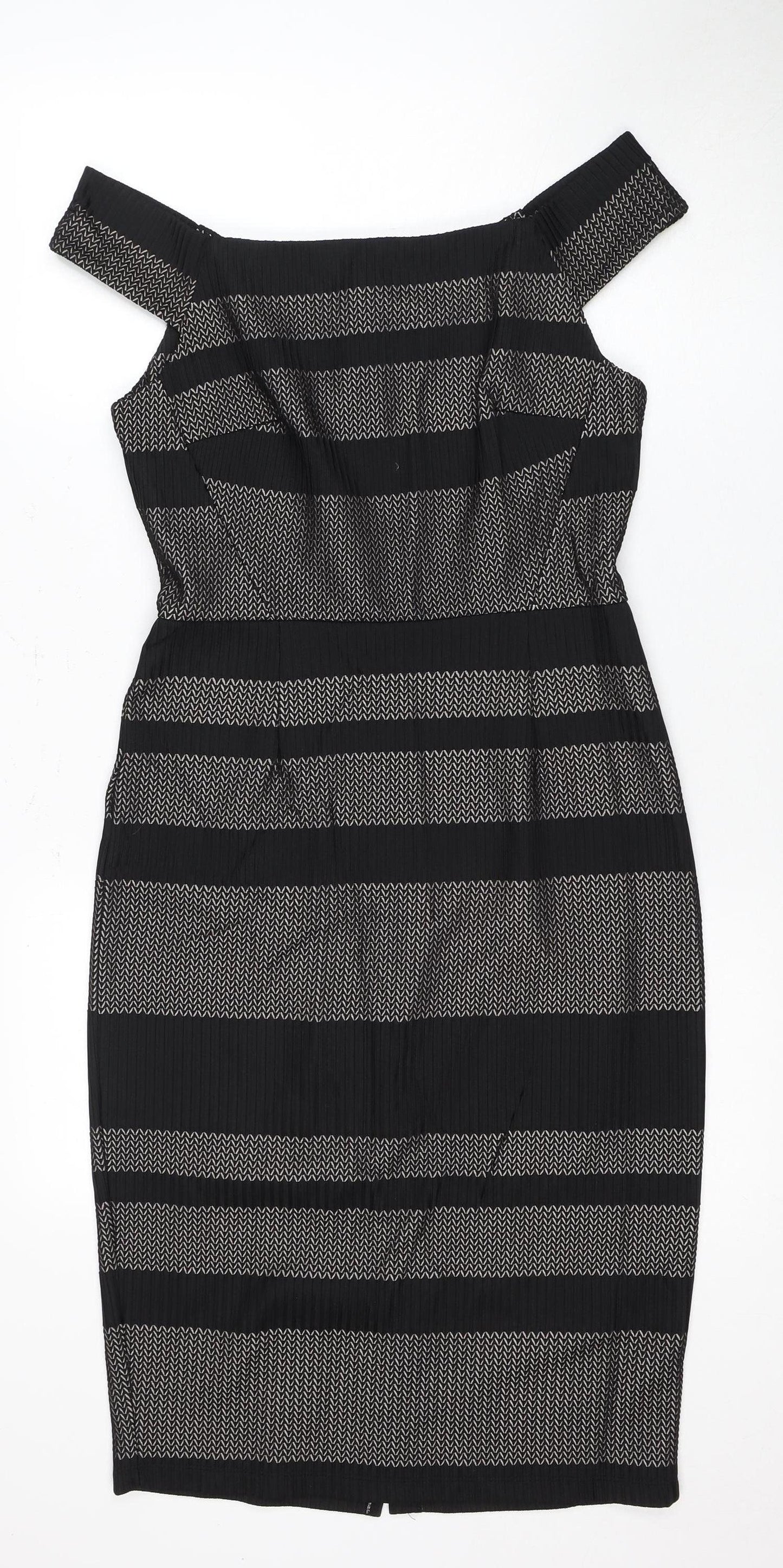 Warehouse Women Black Striped Dress Size 12
