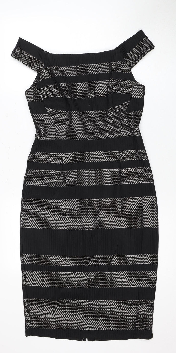 Warehouse Women Black Striped Dress Size 12