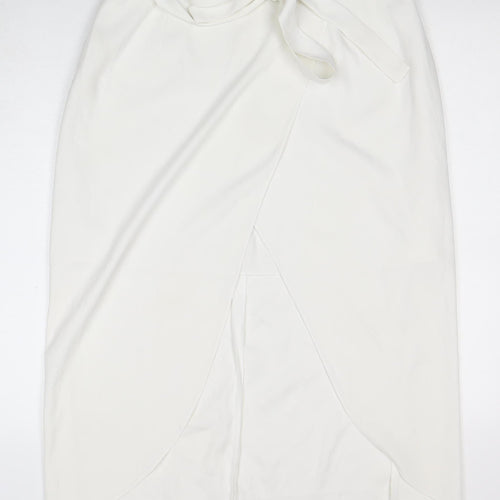 River Island Women's White Midi Wrap Skirt Size 14