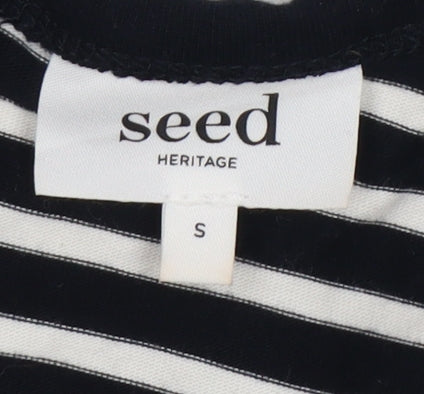 Seed Heritage Women's Black Striped Dress S Cotton
