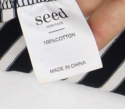 Seed Heritage Women's Black Striped Dress S Cotton