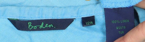 Boden Women's Blue Floral Linen Skirt, Size 12