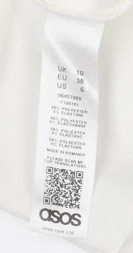 ASOS Women's White Shift Dress, Size 10, Knee Length