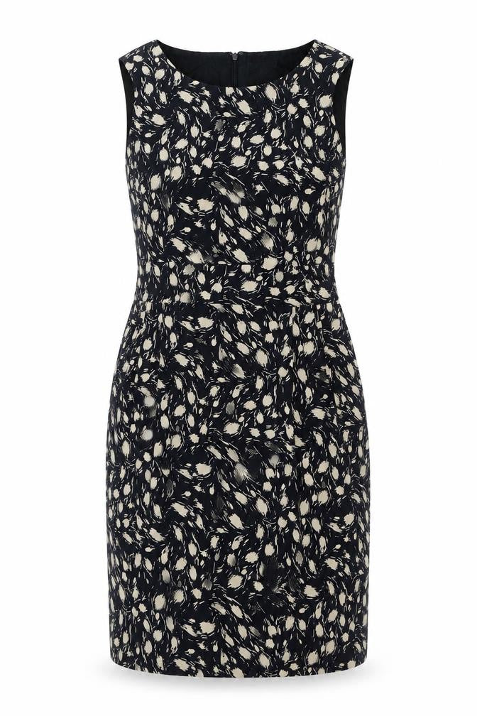 Front view of Kew Women's Black Silk Sheath Dress, size 10
