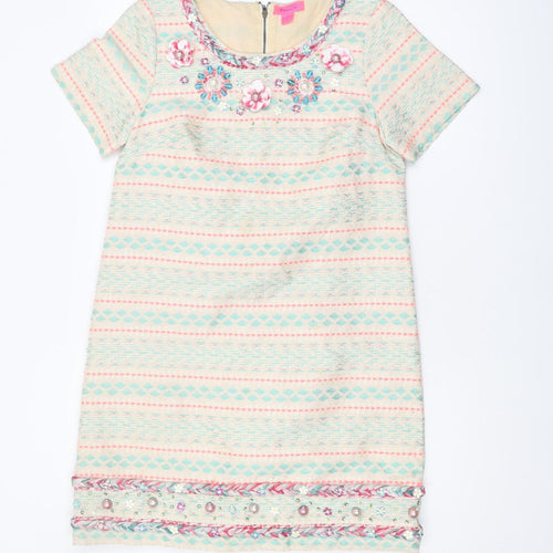 Monsoon Women’s Multicoloured Geometric Shift Dress Size 8