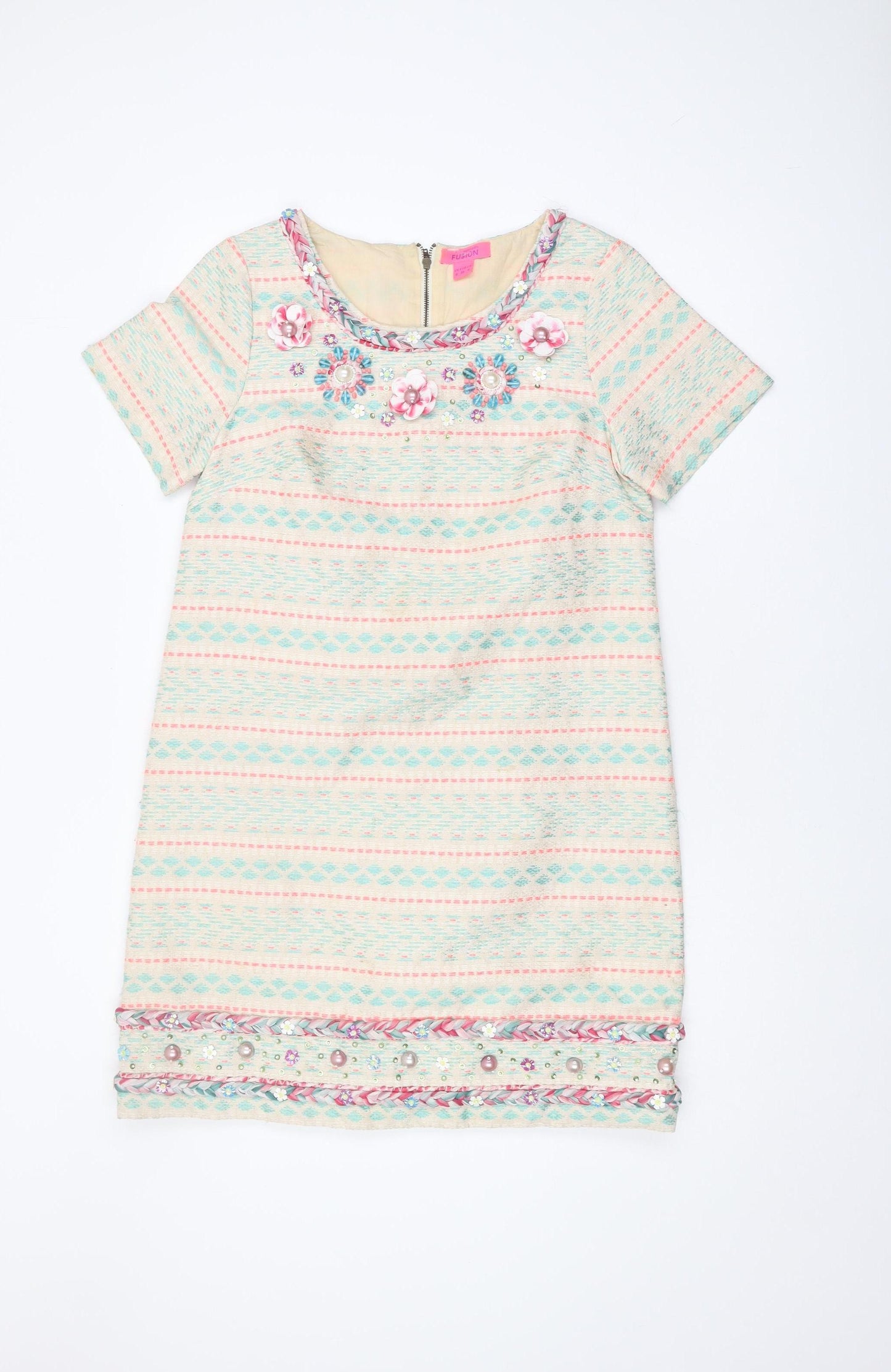 Monsoon Women’s Multicoloured Geometric Shift Dress Size 8