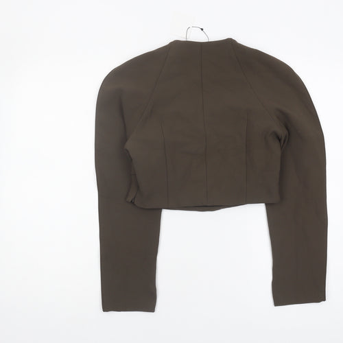 ZARA Women's Brown Cropped Blouse, M, High Neck