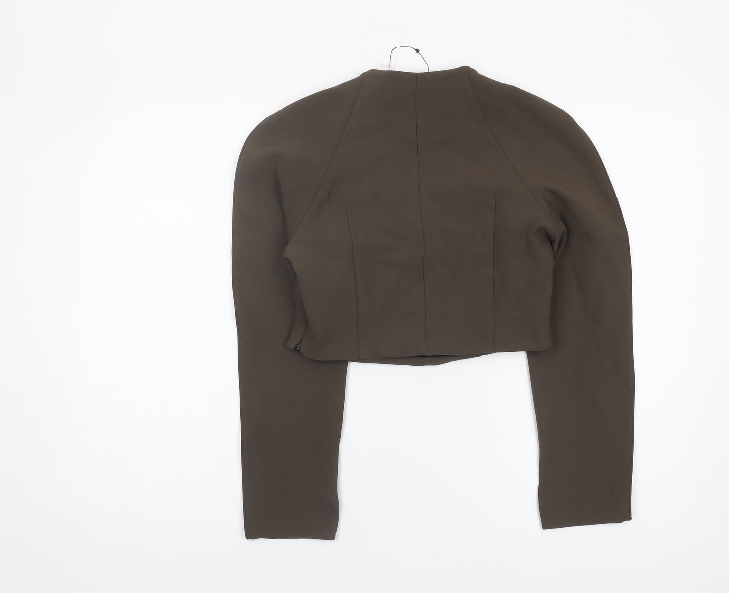 ZARA Women's Brown Cropped Blouse, M, High Neck