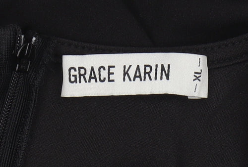 Grace Karin Women's Black XL Wrap Dress V-Neck Elegant