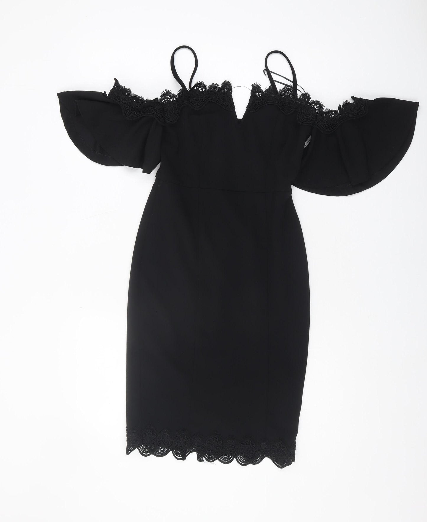 Lipsy Women's Black Off Shoulder Bodycon Dress, Size 8