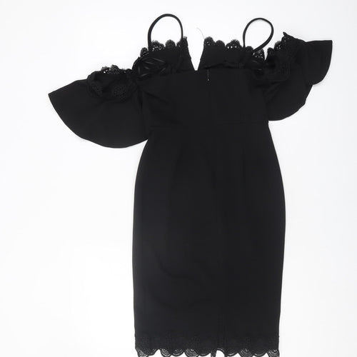 Lipsy Women's Black Off Shoulder Bodycon Dress, Size 8
