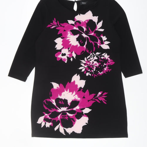 Klass Women's Black Floral Dress, Size L, Round Neck