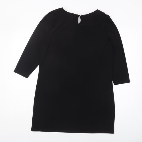 Klass Women's Black Floral Dress, Size L, Round Neck