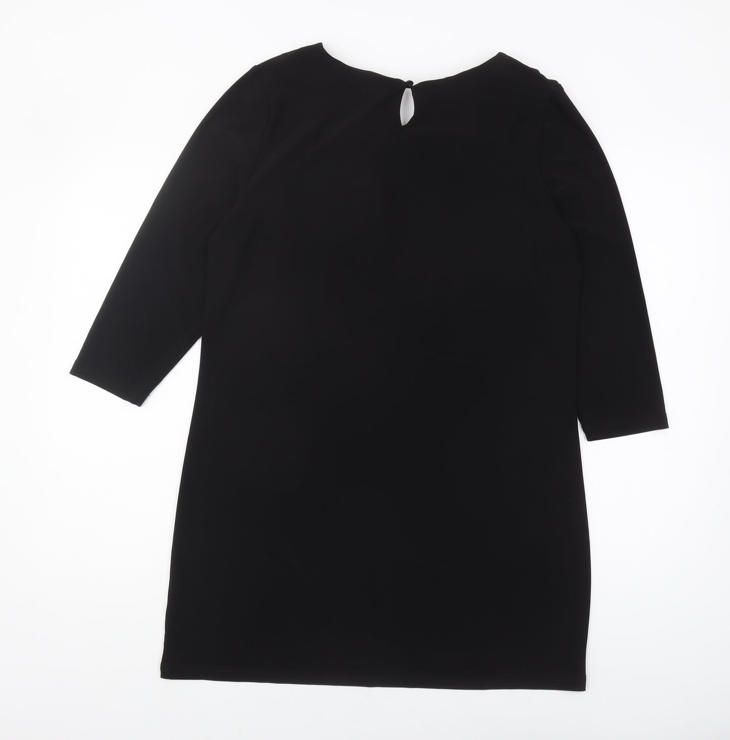 Klass Women's Black Floral Dress, Size L, Round Neck