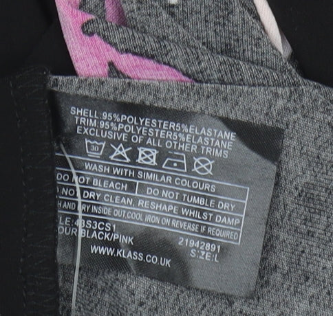 Klass Women's Black Floral Dress, Size L, Round Neck