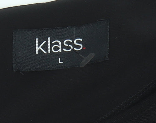 Klass Women's Black Floral Dress, Size L, Round Neck