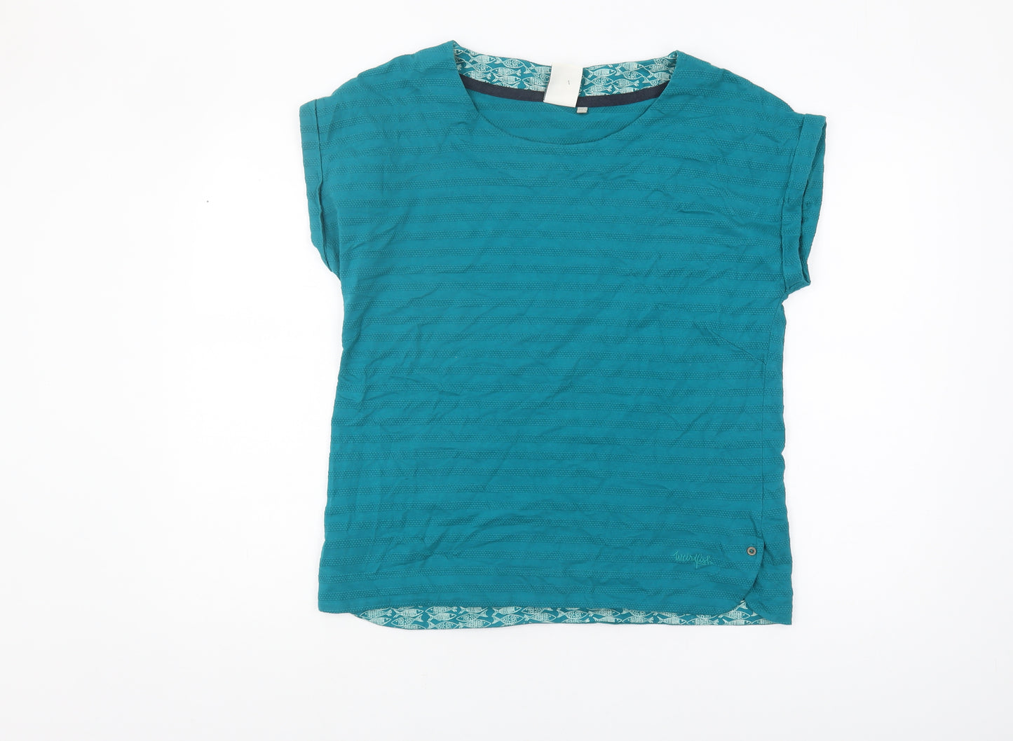 Weird Fish Women's Blue T-Shirt Size 14 Knit Top