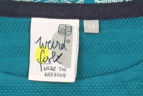 Weird Fish Women's Blue T-Shirt Size 14 Knit Top