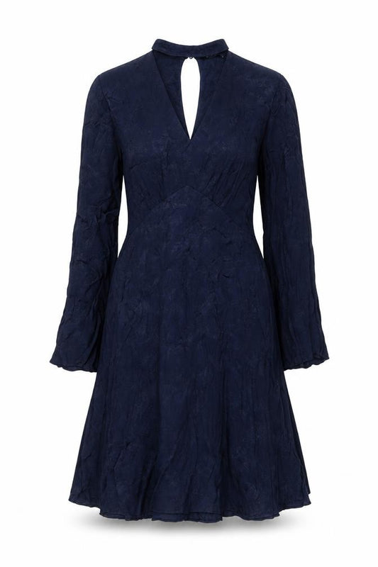 Front view of Marks & Spencer Women's Blue V-Neck Dress, size 8
