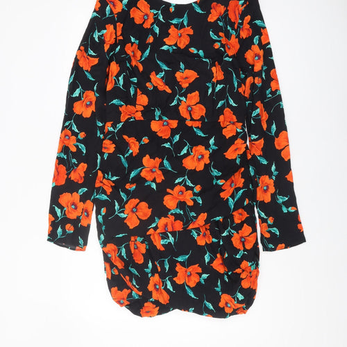 Zara Women's Black Floral Long Sleeve Dress Size 16