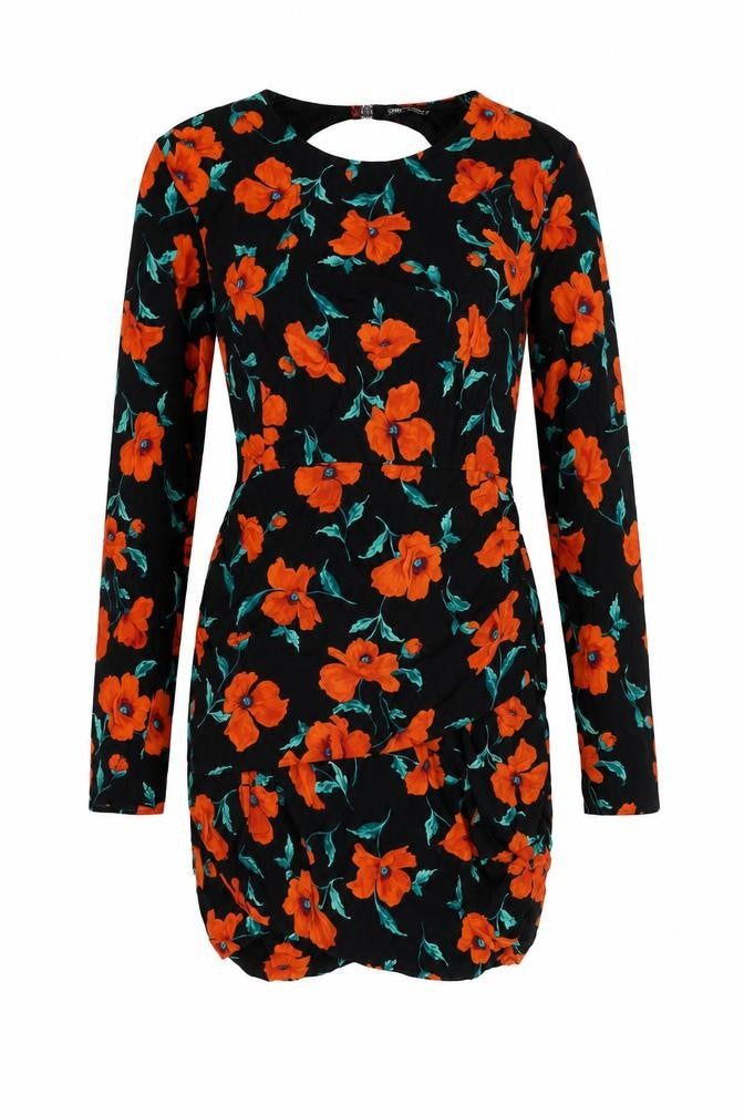 Zara Women's Black Floral Long Sleeve Dress Size 16