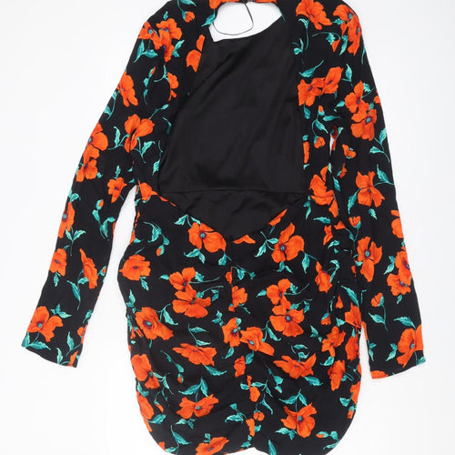 Zara Women's Black Floral Long Sleeve Dress Size 16