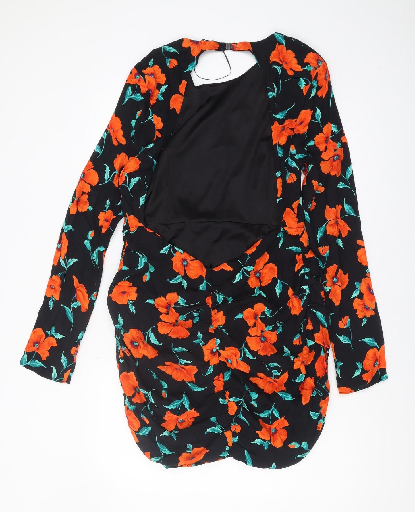 Zara Women's Black Floral Long Sleeve Dress Size 16