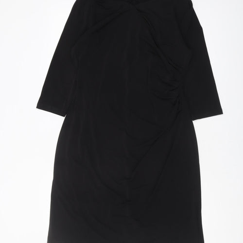 Damart Women's Black Shift Dress Size 16 with Ruched Detail