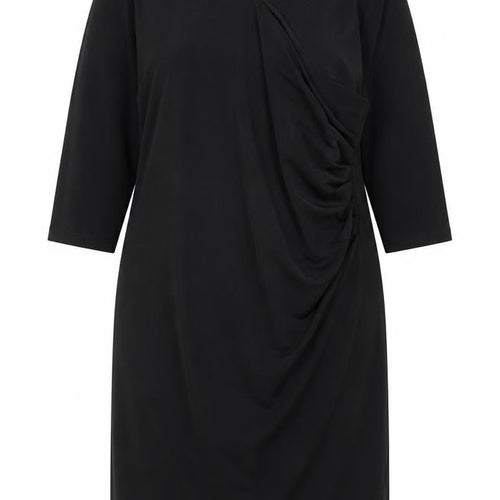Damart Women's Black Shift Dress Size 16 with Ruched Detail