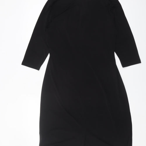 Damart Women's Black Shift Dress Size 16 with Ruched Detail