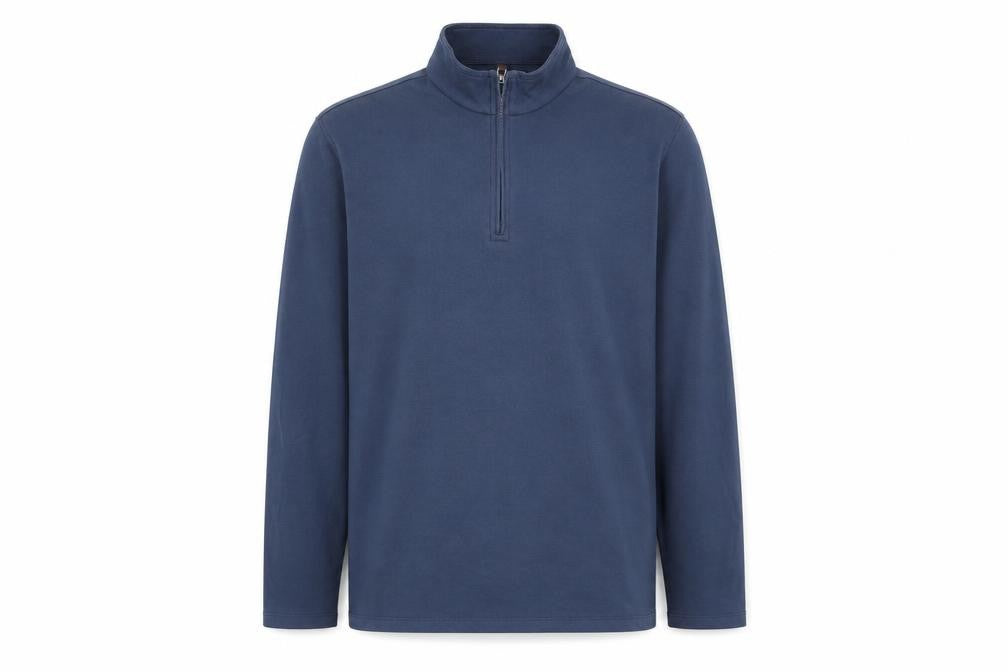 Front view of JACHS New York Men's Blue 1/4 Zip Sweatshirt L