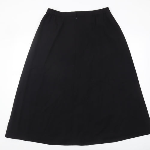 Jaeger Women's Black Wool A-Line Midi Skirt Size 16