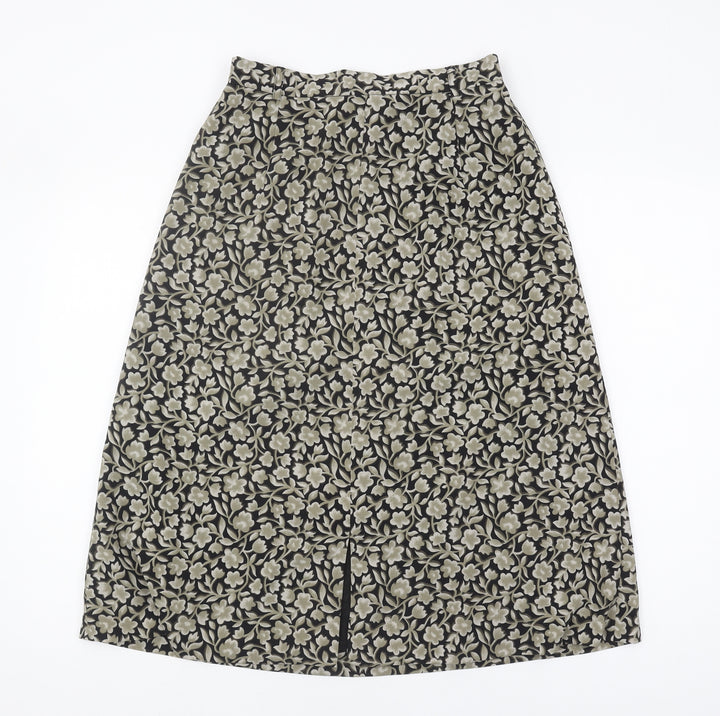 Viyella Women's Black Floral Midi Skirt, Size 10