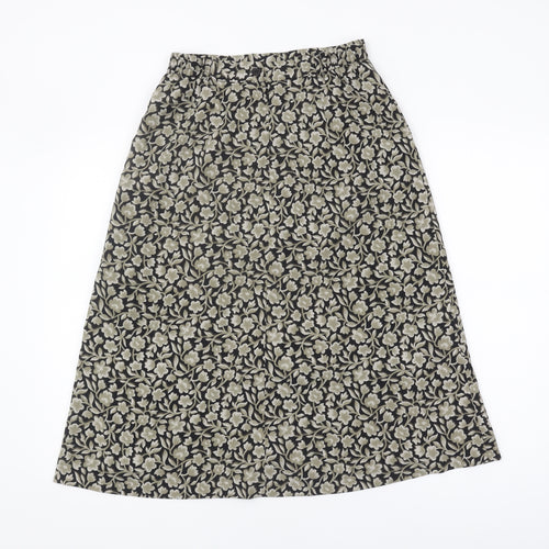 Viyella Women's Black Floral Midi Skirt, Size 10