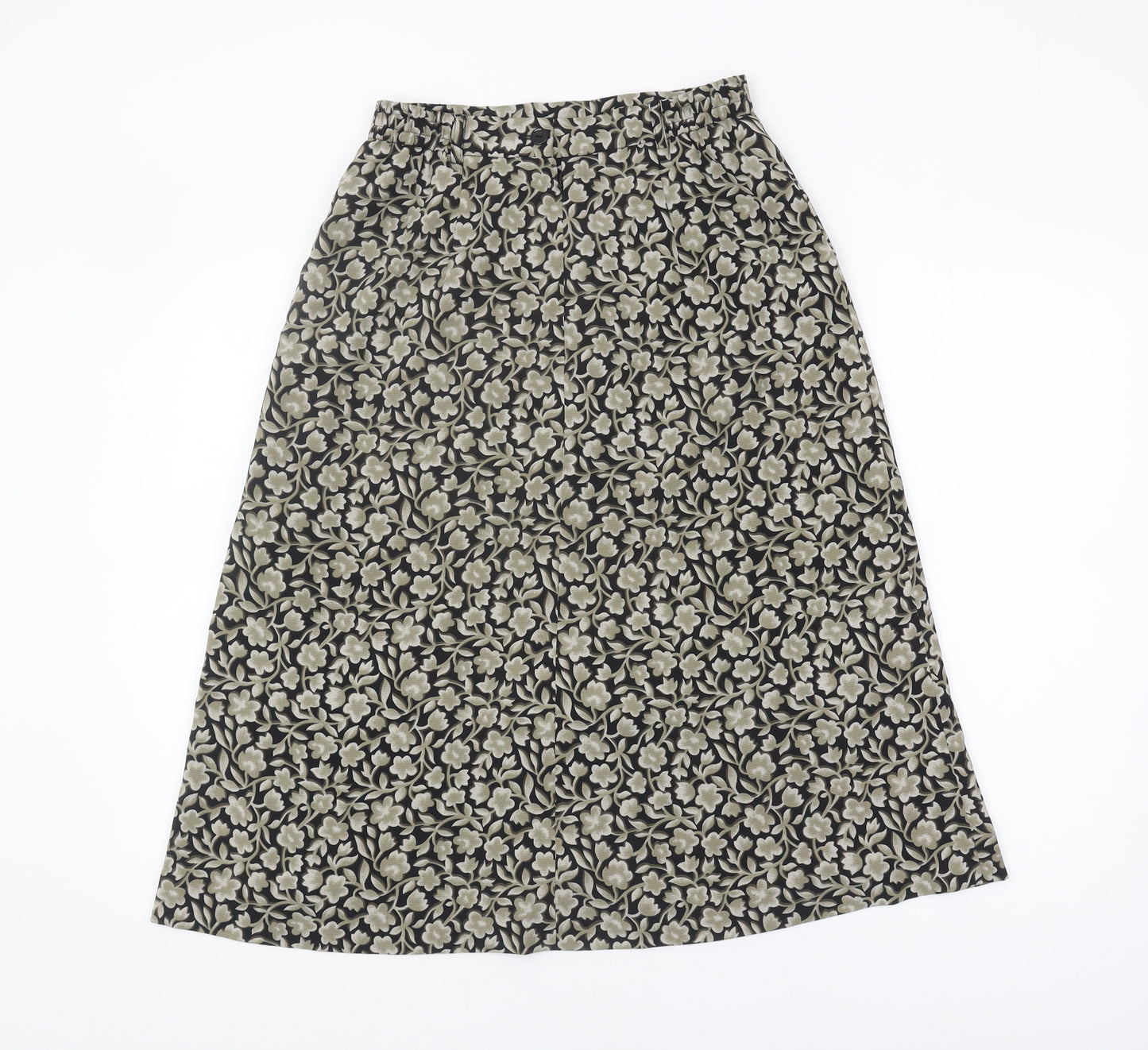 Viyella Women's Black Floral Midi Skirt, Size 10