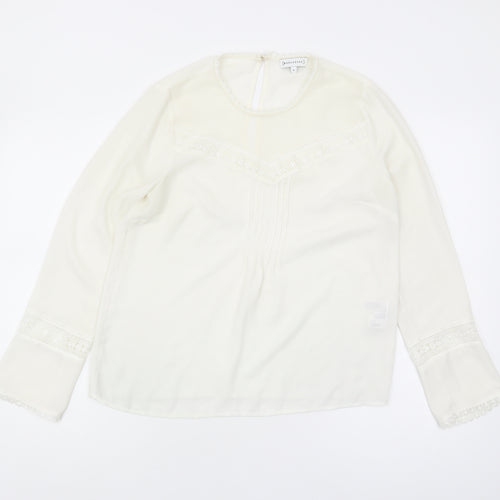 Warehouse Women's White Tunic Blouse, Size 10, Lace Accents