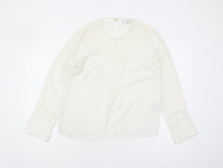 Warehouse Women's White Tunic Blouse, Size 10, Lace Accents