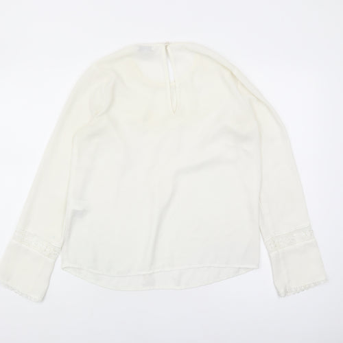 Warehouse Women's White Tunic Blouse, Size 10, Lace Accents
