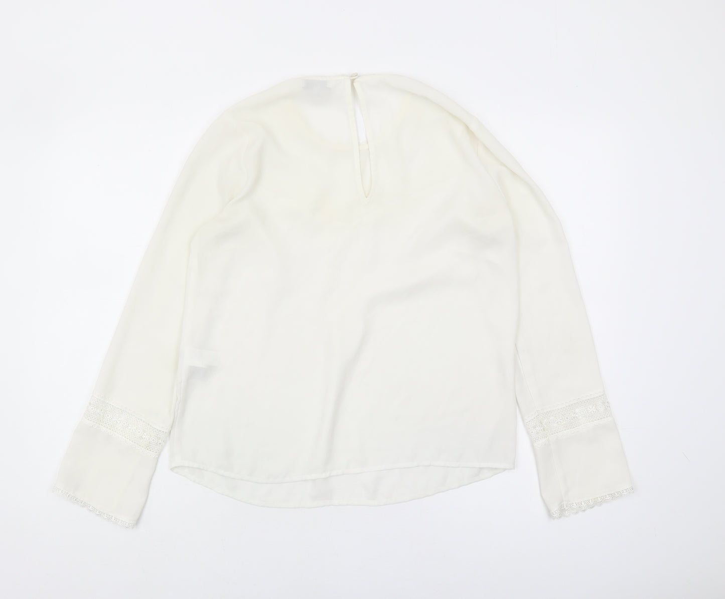 Warehouse Women's White Tunic Blouse, Size 10, Lace Accents